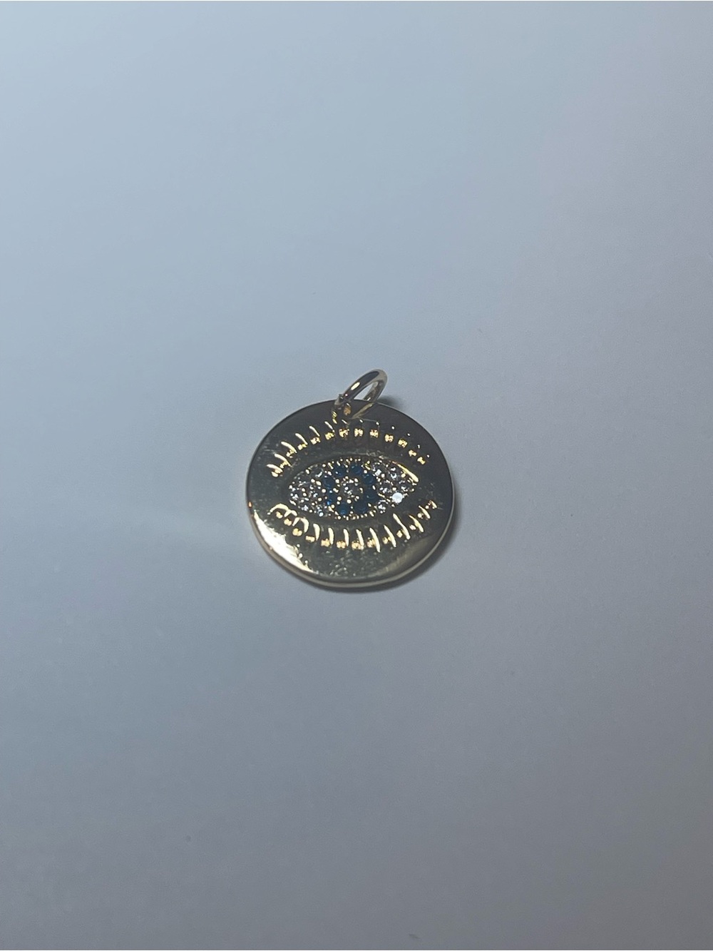 Gold Evil Eye Disc Pendant Charm - Women Jewelry 14k gold over brass